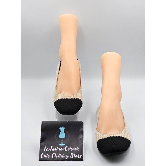 Rothy's Women's Black Beige The Square Slip-On Shoes Squared-Toe Flats Sz 9 2743 - Picture 3 of 16